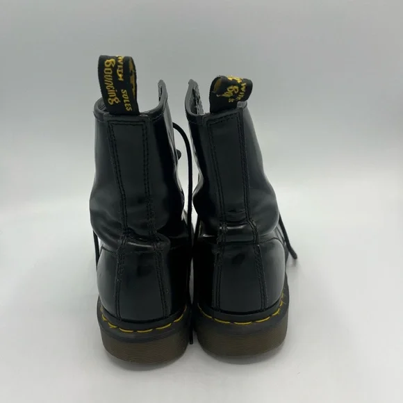 Dr. Martens Black Leather Boots with Yellow Stitching - Picture 4 of 8